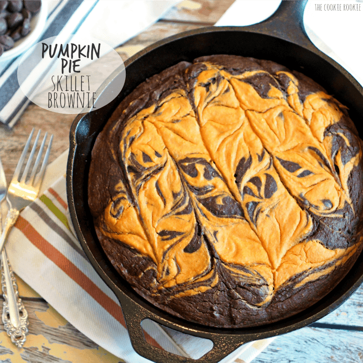 Skinny Pumpkin Pie Skillet Brownie. This is the best dessert ever! - The Cookie Rookie