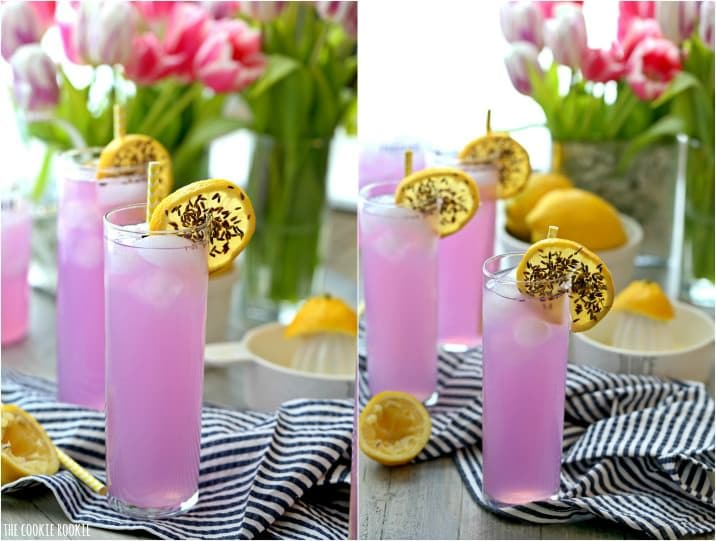 Lavender Lemonade is a pretty and delicious fragrant drink perfect for any party or baby shower! Fun, bright, and yummy! Non-alcoholic or boozy!