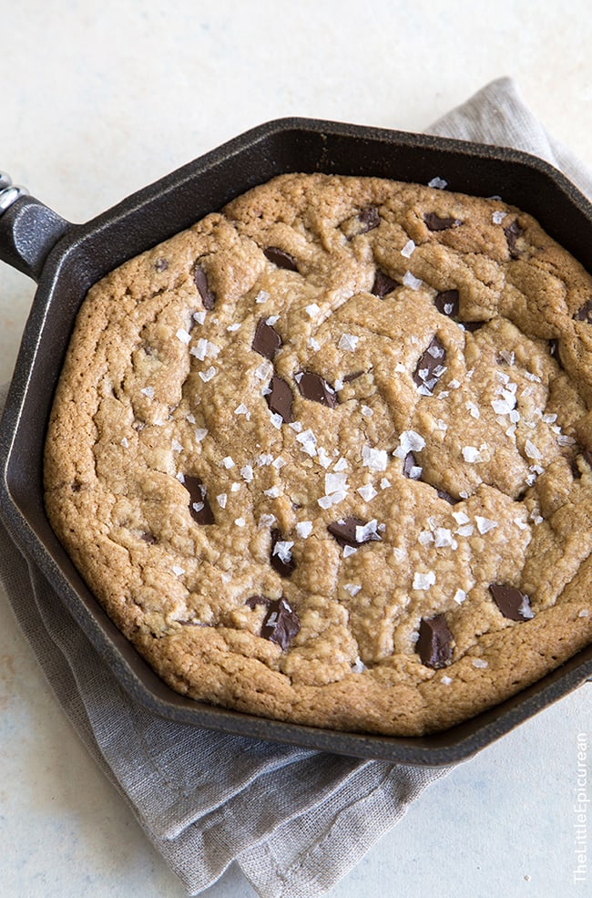 Peanut Butter Chocolate Chunk Skillet Cookie | The Little Epicurean