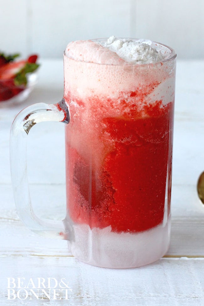 4-Ingredient Strawberry Ginger Coconut Ice Cream Float | Beard and Bonnet