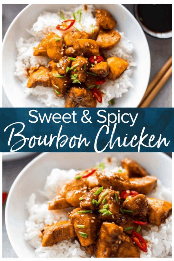 Bourbon Chicken is one of our favorite easy Chinese Takeout meals to make at home on busy nights. This Bourbon Chicken Recipe is the best sweet and spicy chicken recipe, with the best bourbon chicken sauce.