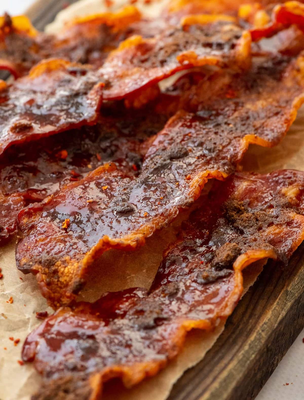 close up on strips of bacon