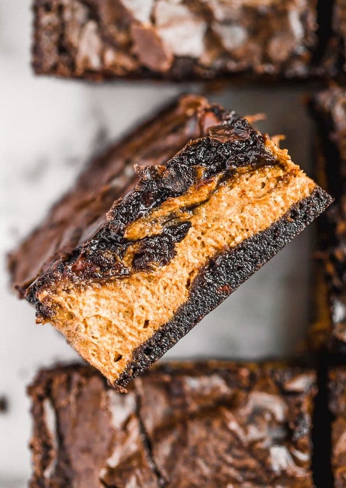Pumpkin Brownies, brownies with a layer of pumpkin in the middle