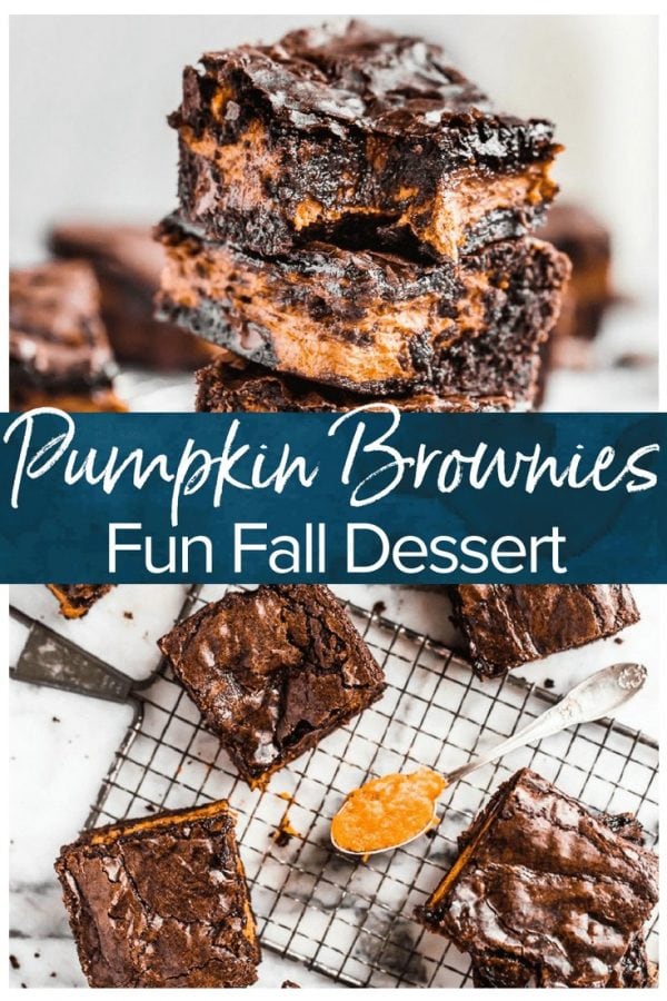 Pumpkin Brownies are an easy fall dessert recipe perfect for Halloween or Thanksgiving. Add a layer of pumpkin to your brownies for something fun and delicious!