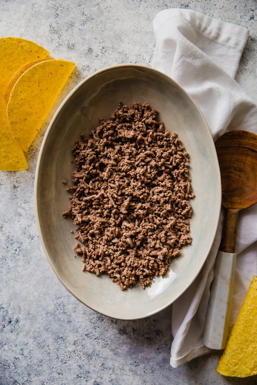 a bowl of boiled ground beef for tacos.