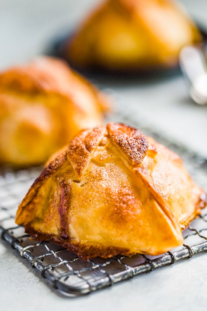 Apple dumplings on a cooling rack