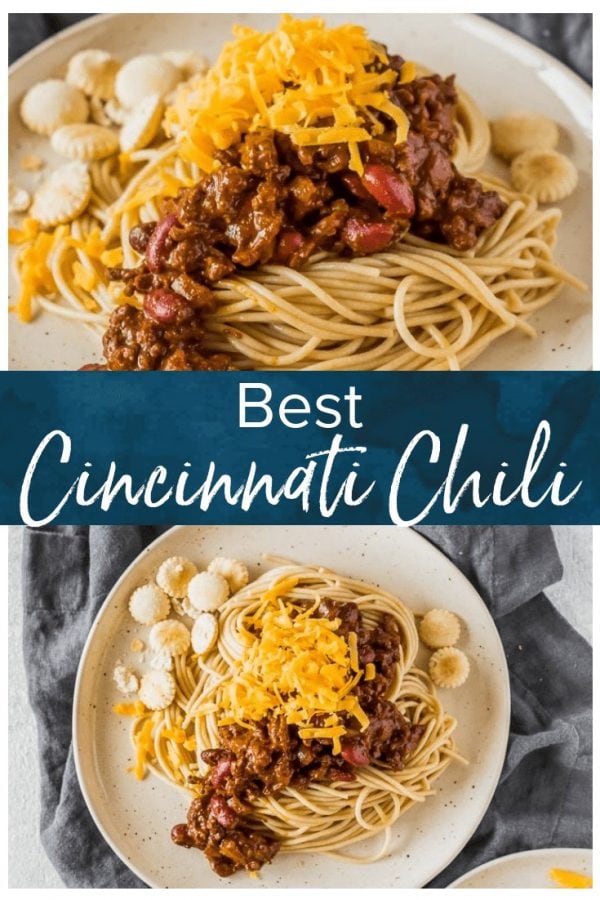 Cincinnati Chili is loaded with ground beef, beans, and onions in the most unique sauce, served on a pillow of spaghetti. Both savory and sweet, this Cincinnati Chili recipe is a must for any chili lover!