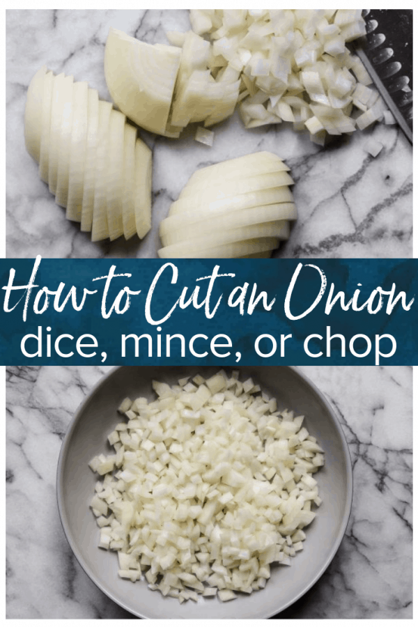 Wondering how to cut an onion? So many recipes call for a bit of onion, and I very much approve of that! Whether you need diced onion, minced onion, or chopped onion, you need to know how to do it properly. Learning how to chop an onion is one of those basic cooking skills that will always come in handy. I'll show you how to dice an onion, how to mince onion (plus the difference between the two), how to store cut onions, and even how to saute onions!