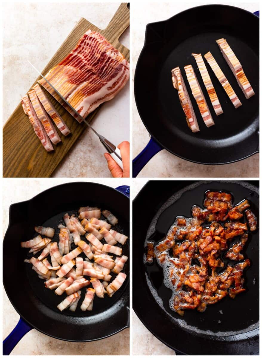 step by step photos for how to make bacon crumbles