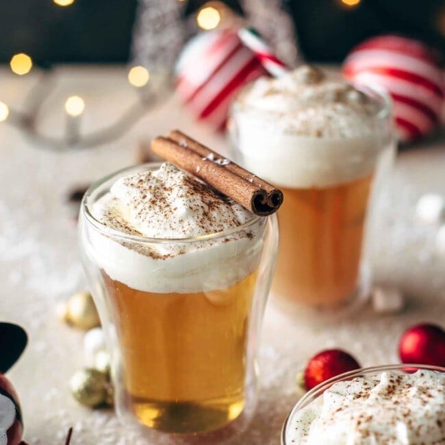 This Caramel Apple Hot Toddy Cocktail is the perfect winter drink! This apple cider hot toddy is so warming, comforting, and tasty. The best holiday cocktail!