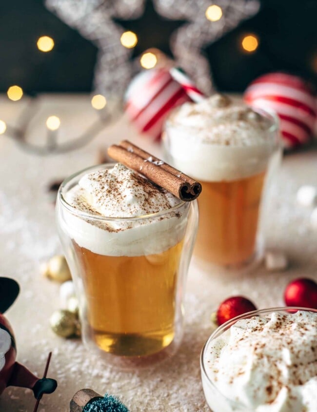 This Caramel Apple Hot Toddy Cocktail is the perfect winter drink! This apple cider hot toddy is so warming, comforting, and tasty. The best holiday cocktail!