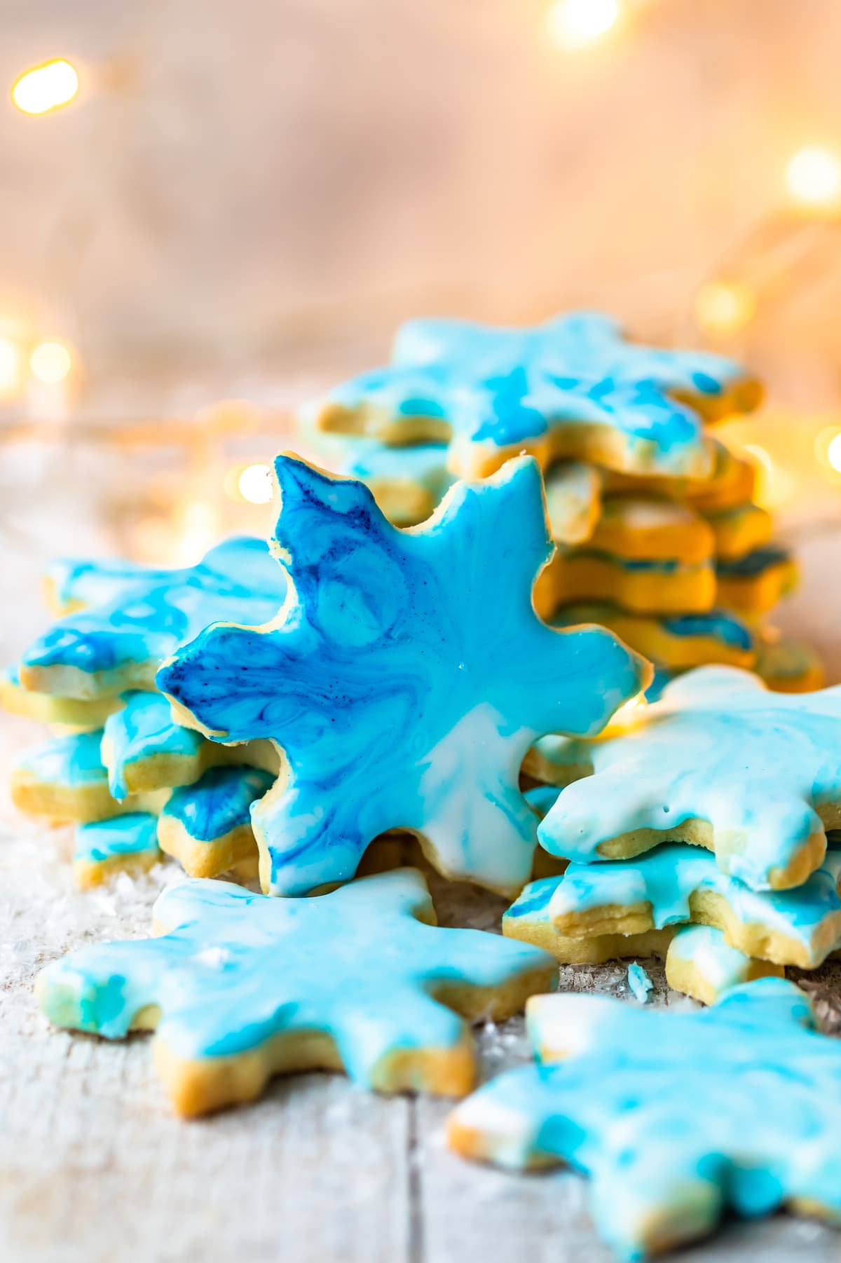 christmas butter cookies in the shape of snowflakes