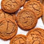 soft molasses cookies on a plate