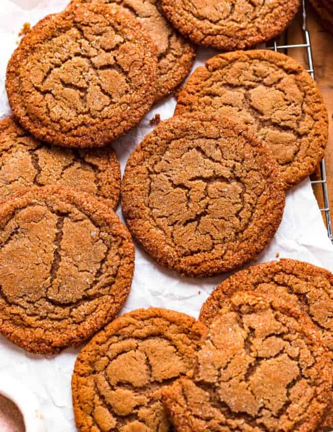 soft molasses cookies on a plate