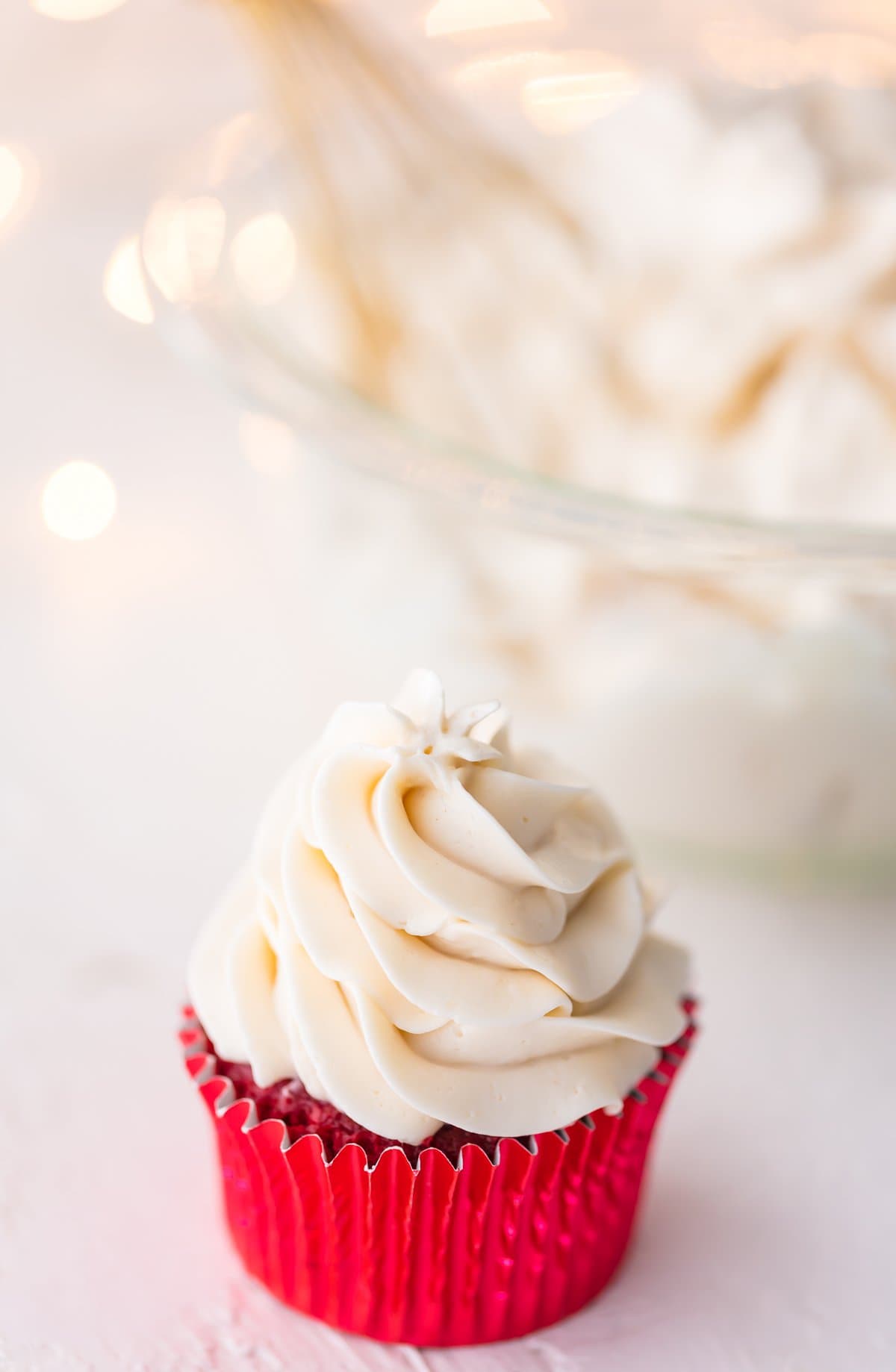 A cupcake topped with icing