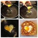 a person is frying an egg in a pan.