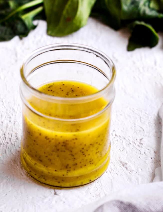 sweet and sour dressing in a jar on a table