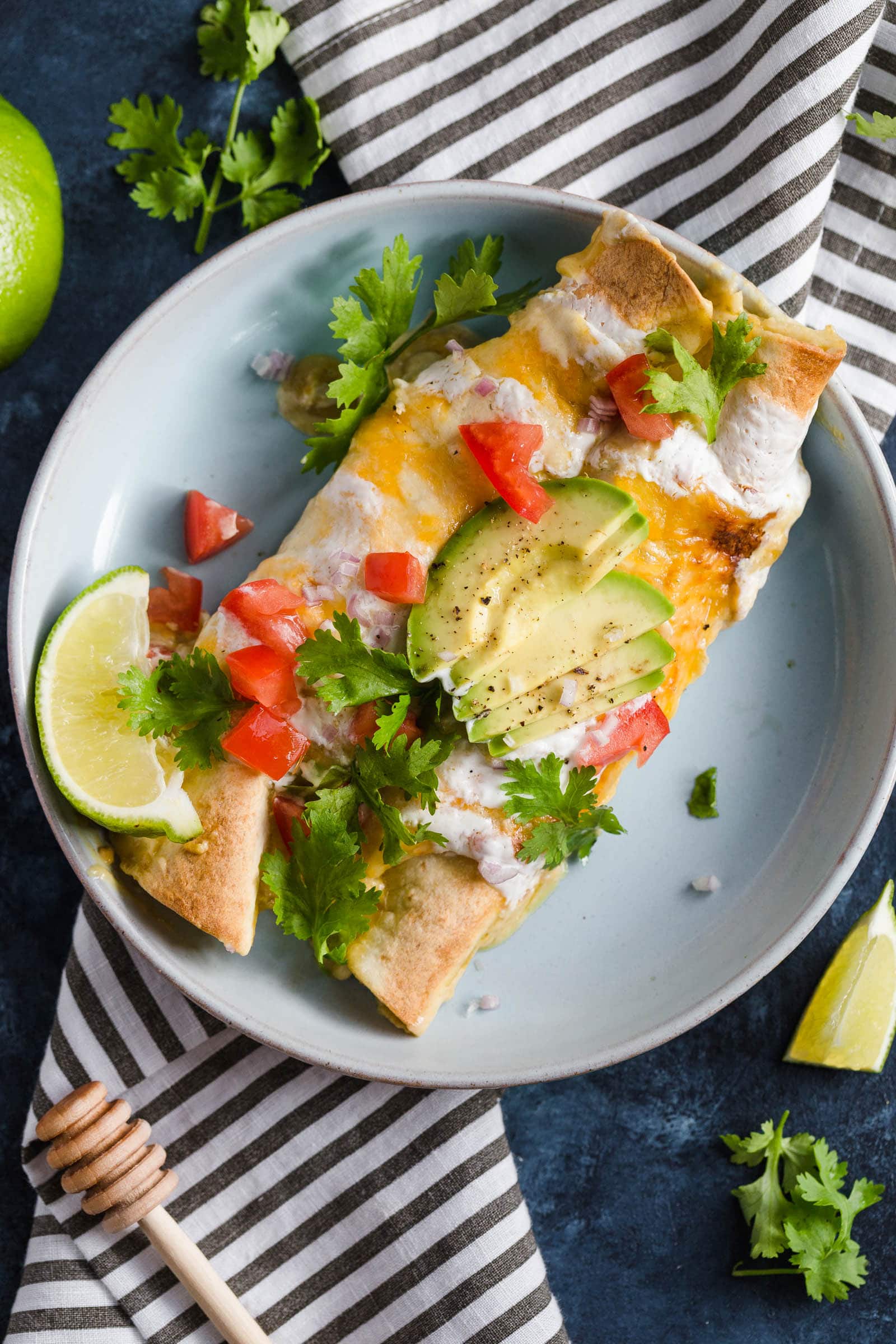 Honey Lime Chicken Enchiladas on a plate