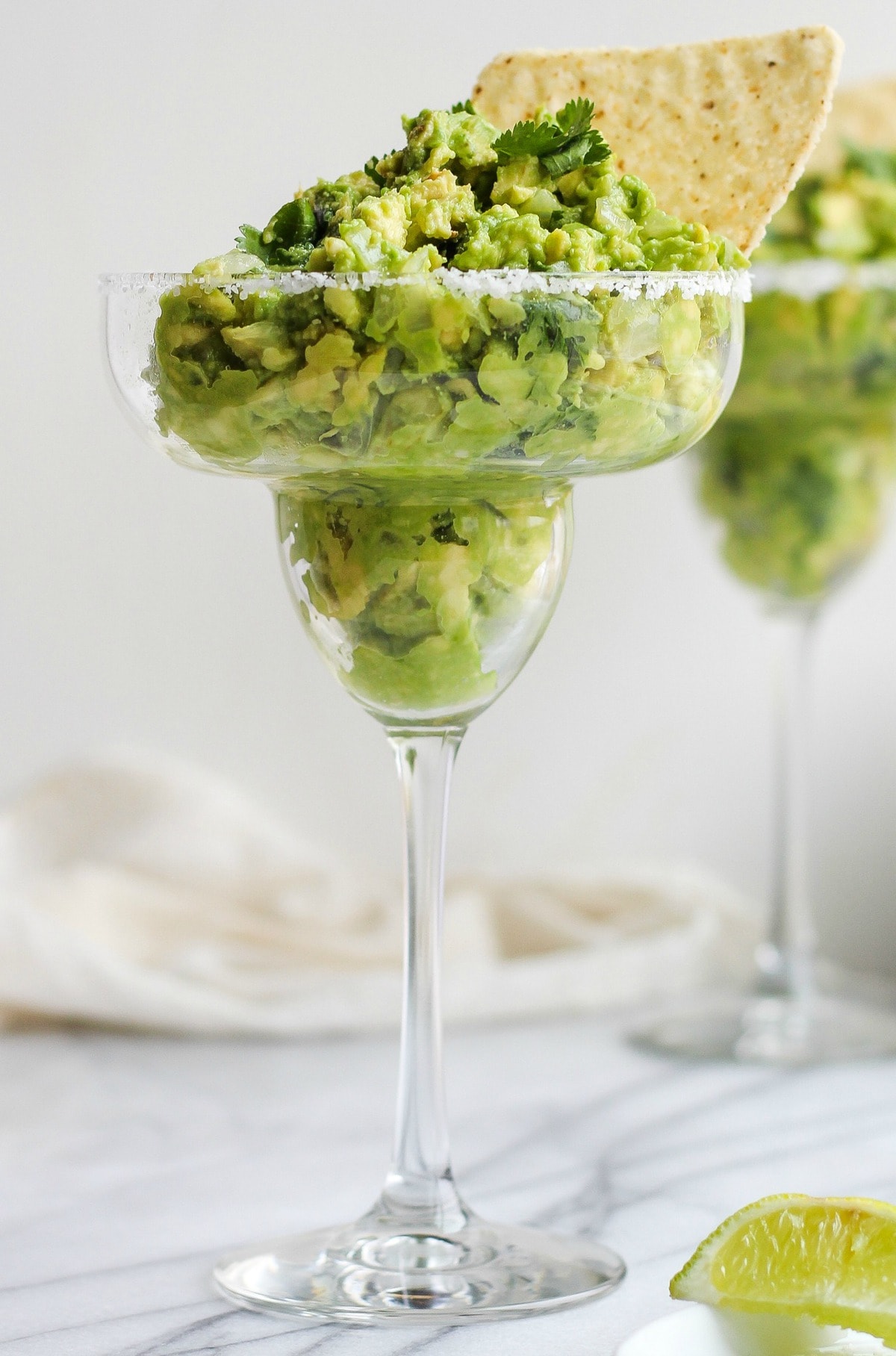 guacamole in a margarita glass