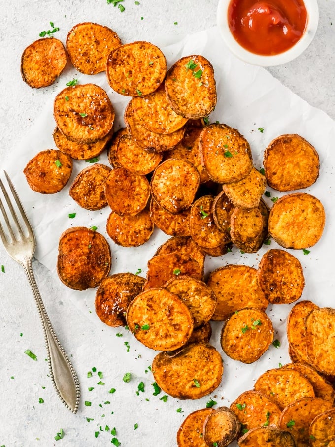 baked sweet potato chips recipe with ketchup