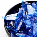 blue rock candy in a bowl