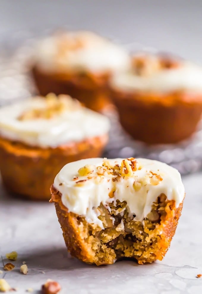 Pecan Pie Muffins with cream cheese frosting