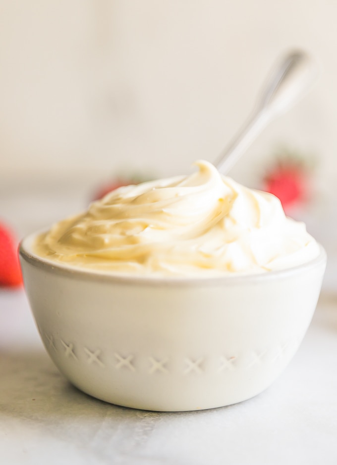 Photo of a bowl of Mascarpone Cheese.