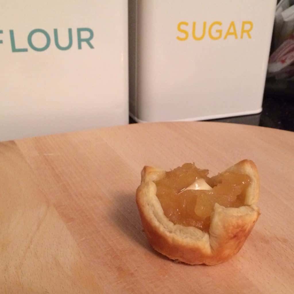Apple Brie Bite on a table.