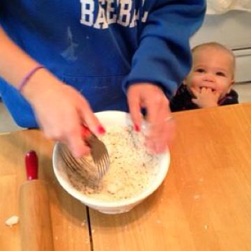 Mixing dough to make a pie crust