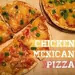 chicken mexican pizza sitting on wooden table