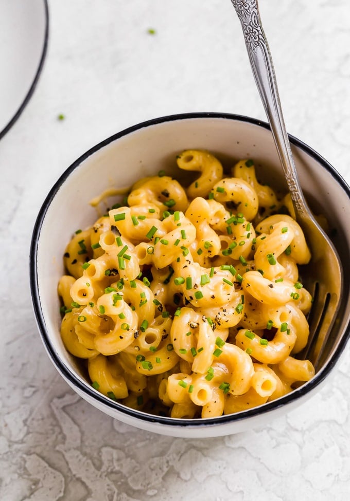 Easy one pot mac and cheese in a white bowl