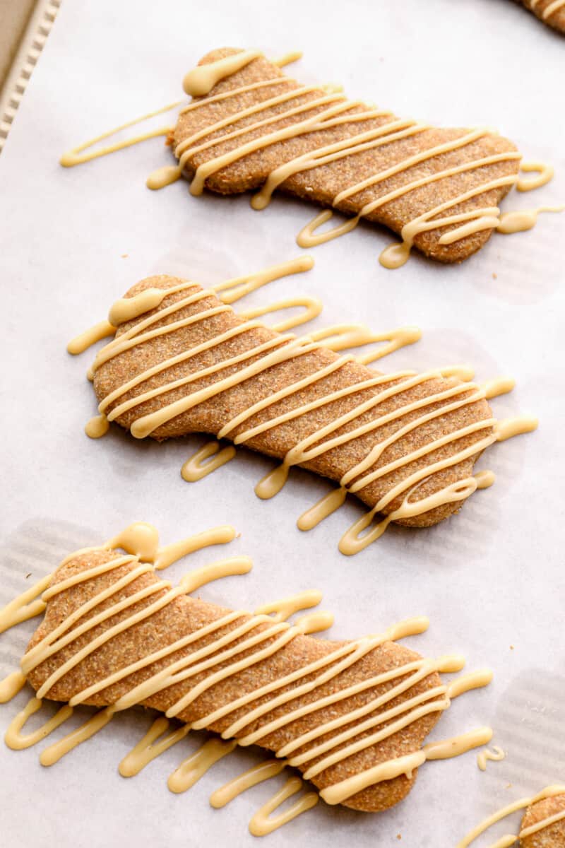 dog treats drizzled with dog friendly icing