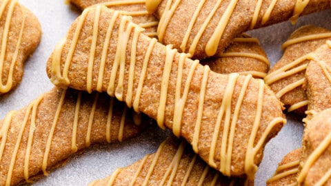 dog treats drizzled with dog friendly icing