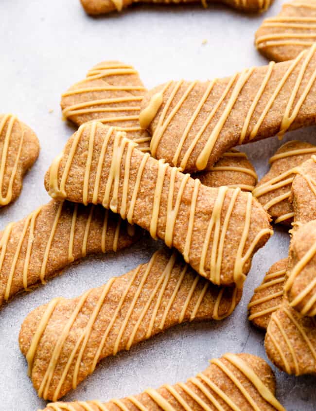 dog treats drizzled with dog friendly icing