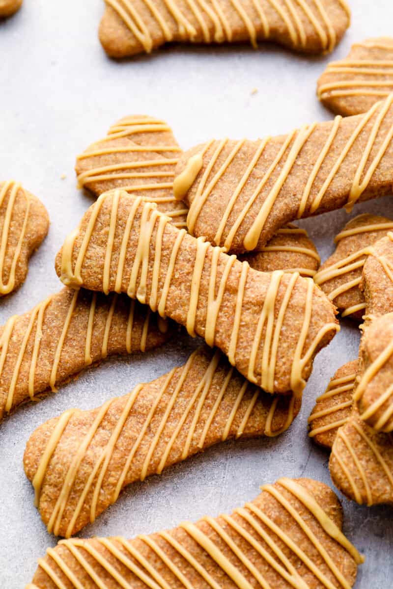 dog treats drizzled with dog friendly icing