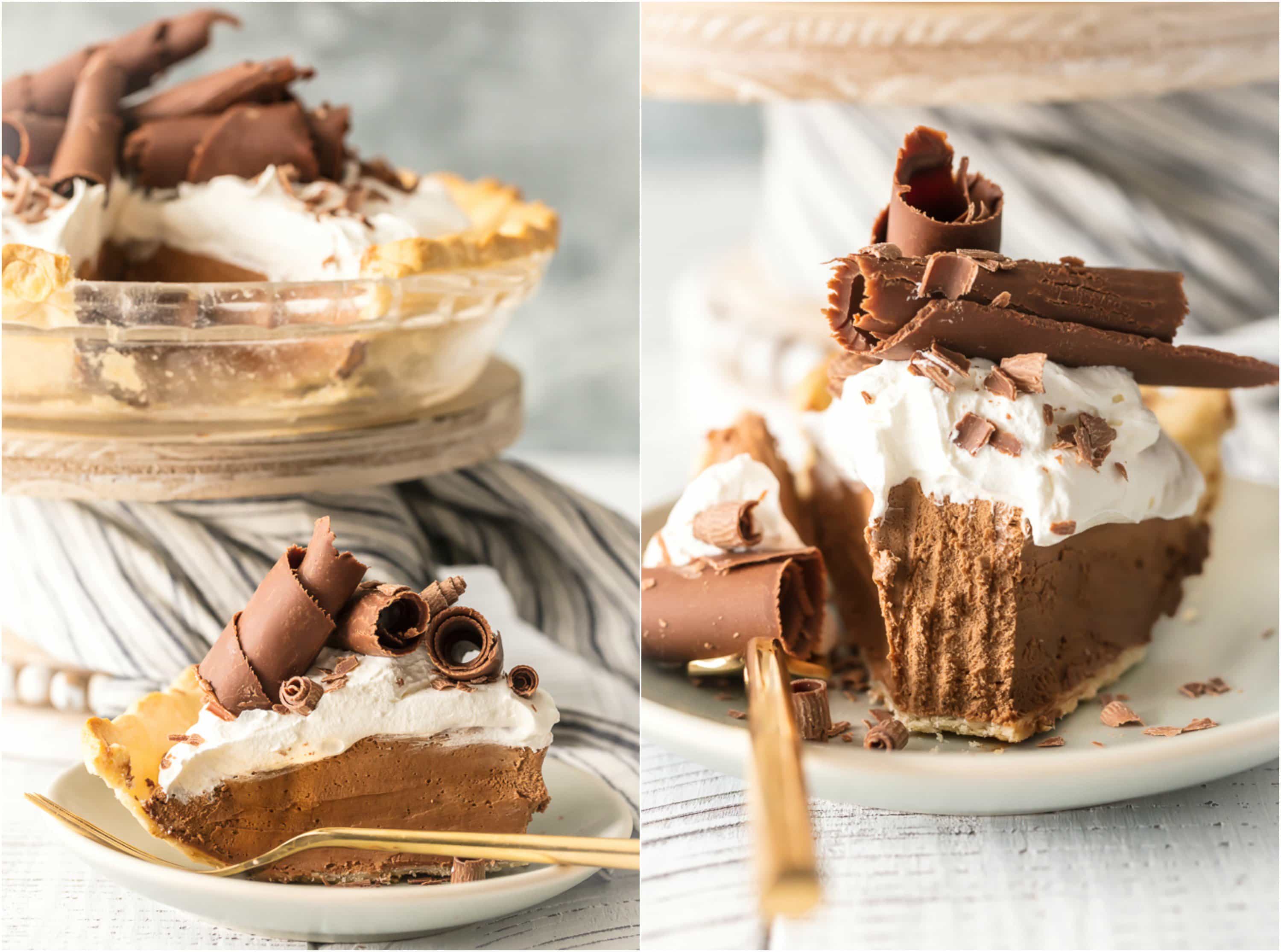 easy french silk pie recipe with piece cut out
