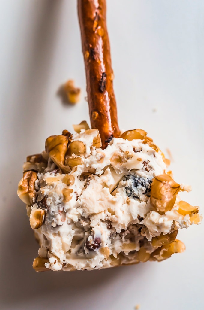 Mini Cheese Ball Bite covered in nuts