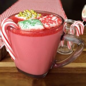 peppermint hotChata. tipsy hot chocolate drink made with rumchata in a