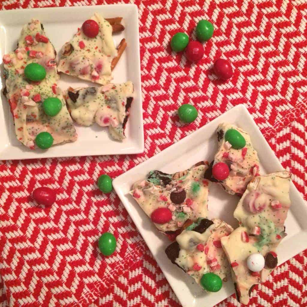 Christmas Bark on white plates