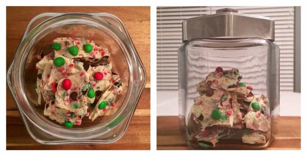 Christmas Bark in a glass jar