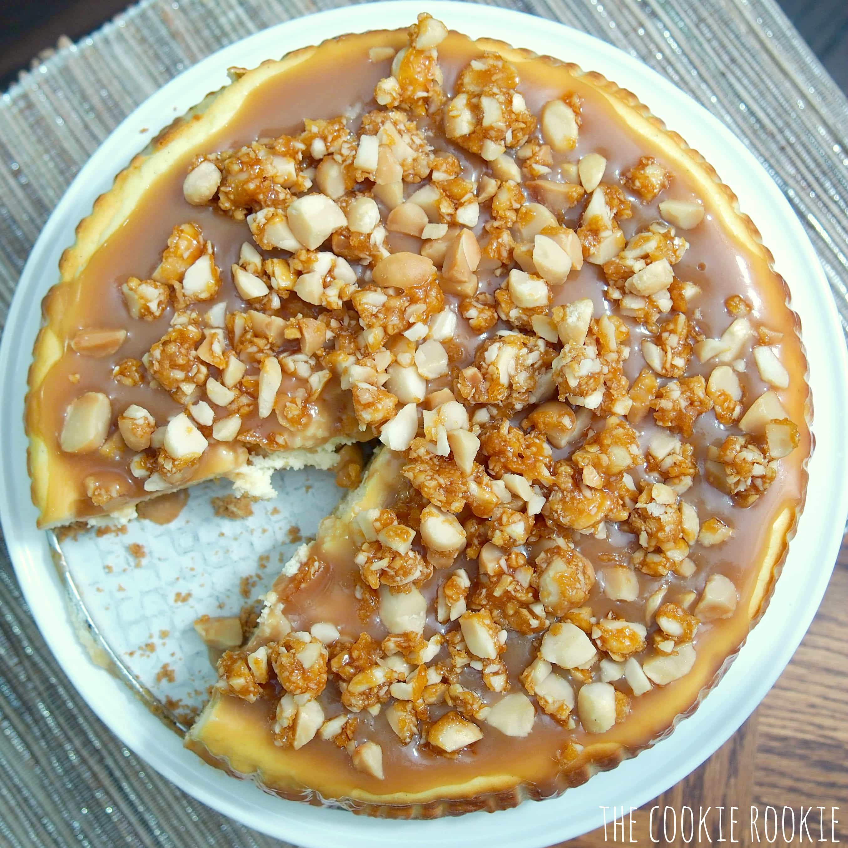 caramel macadamia cheesecake. shockingly easy DECADENT dessert. this is