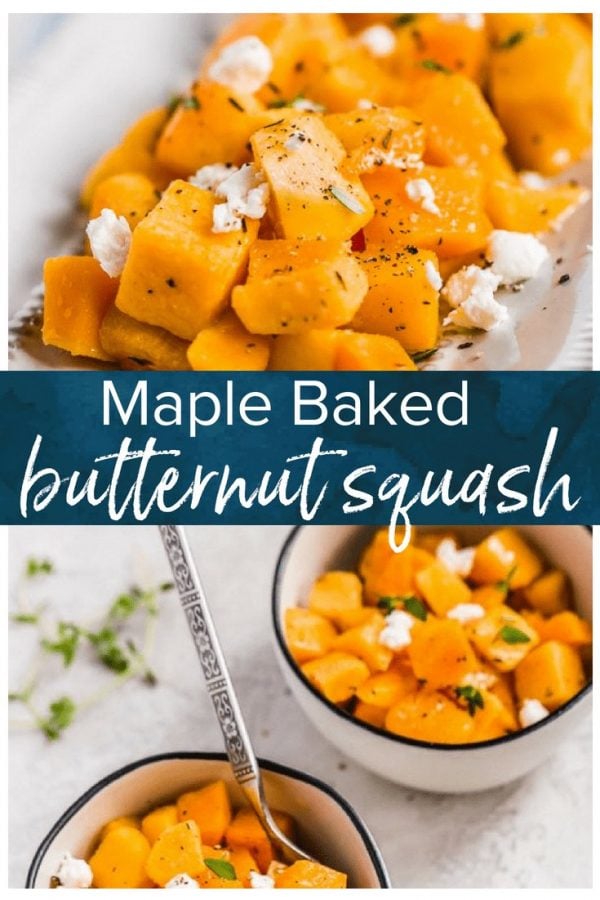 This maple-infused Baked Butternut Squash recipe is so sweet and tender. It's the perfect Thanksgiving side dish, but just as good any night of the year!