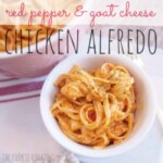 red pepper and goat cheese chicken alfredo.