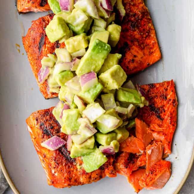 featured grilled salmon with avocado salsa