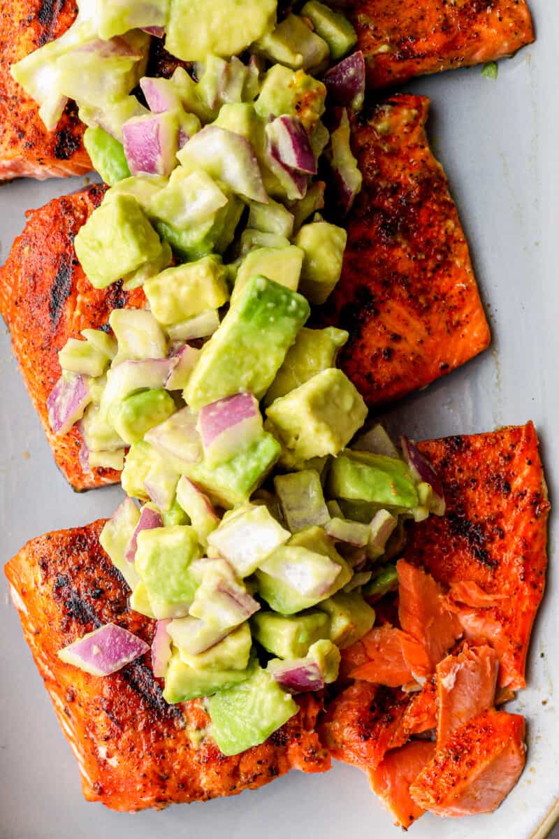 Blackened Air Fryer Salmon Recipe with Cucumber-Avocado Salsa 