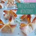 baked bbq chicken wontons on a plate.