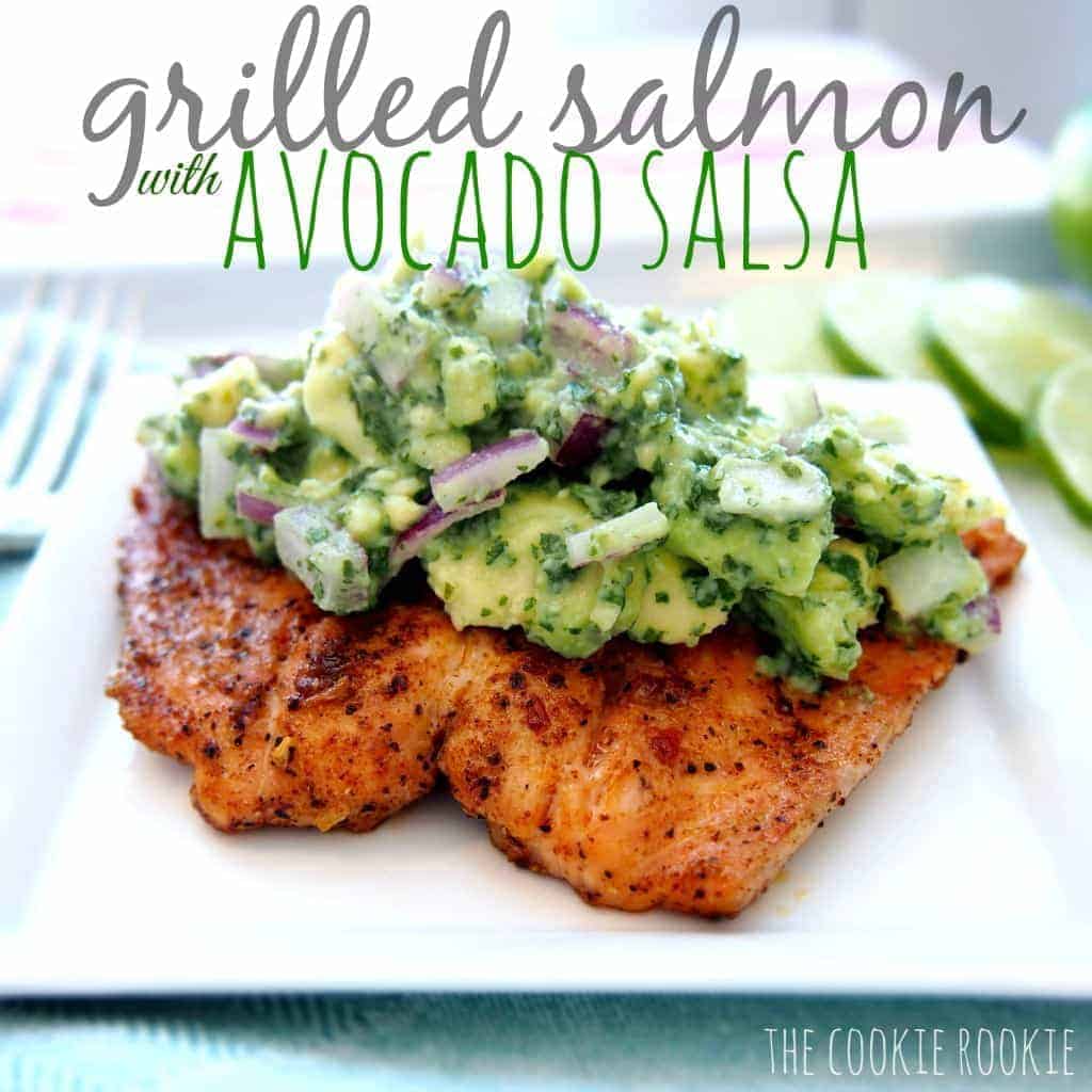 WHOLE30 APPROVED grilled salmon with avocado salsa.  healthy and delicious...my favorite salmon recipe