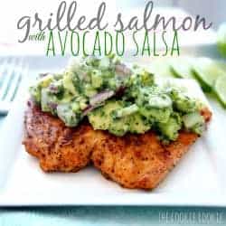 Grilled Salmon Recipe with Avocado Salsa (Healthy Whole30 Salmon Recipe!) is the BEST Salmon Recipe and just happens to be Whole30 approved! Spice rubbed Grilled Salmon topped with a creamy Avocado Salsa is one of the best Whole30 Recipes you'll ever try. Healthy, flavorful, EASY, and so delicious
