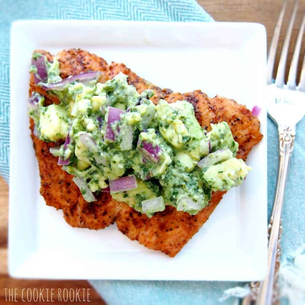 Healthy salmon and avocado salsa