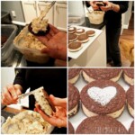 a series of photos showing how to make chocolate ice cream sandwiches.